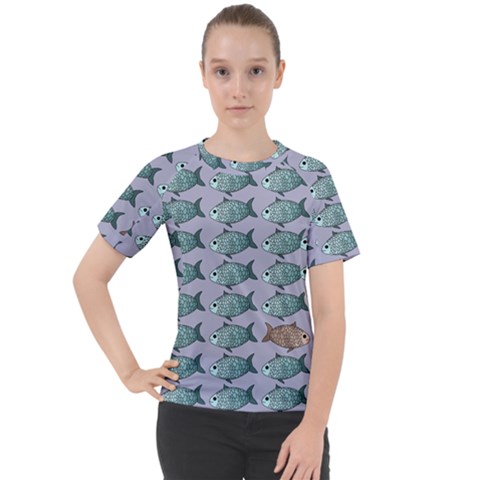 Fishes Pattern Background Theme Art Women s Sport Raglan Tee by Vaneshop