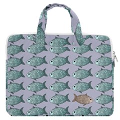 Fishes Pattern Background Theme Art Macbook Pro 16  Double Pocket Laptop Bag  by Vaneshop