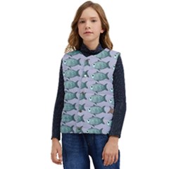 Fishes Pattern Background Theme Art Kid s Short Button Up Puffer Vest	 by Vaneshop