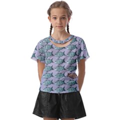 Fishes Pattern Background Theme Art Kids  Front Cut Tee by Vaneshop