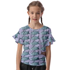 Fishes Pattern Background Theme Art Kids  Cut Out Flutter Sleeves by Vaneshop