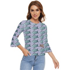 Fishes Pattern Background Theme Art Bell Sleeve Top