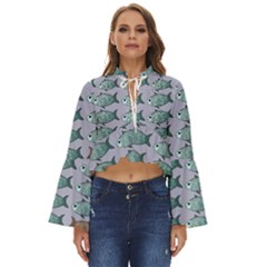 Fishes Pattern Background Theme Art Boho Long Bell Sleeve Top by Vaneshop