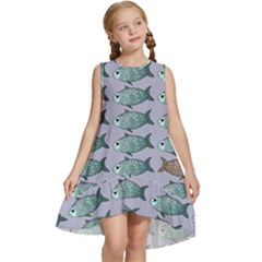 Fishes Pattern Background Theme Art Kids  Frill Swing Dress by Vaneshop