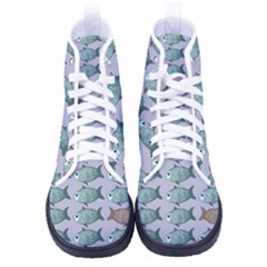 Fishes Pattern Background Theme Art Men s High-top Canvas Sneakers