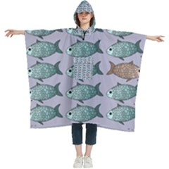 Fishes Pattern Background Theme Art Women s Hooded Rain Ponchos by Vaneshop