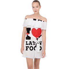 I love Latin food Off Shoulder Chiffon Dress