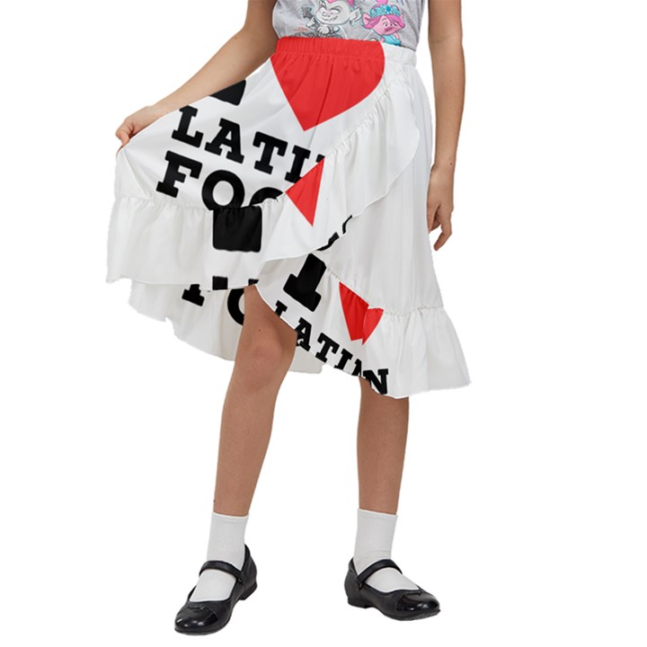 I love Latin food Kids  Ruffle Flared Wrap Midi Skirt