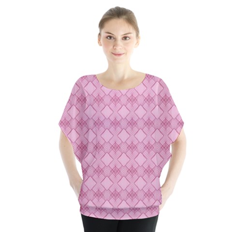 Pattern Print Floral Geometric Batwing Chiffon Blouse by Vaneshop