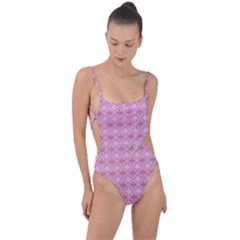 Pattern Print Floral Geometric Tie Strap One Piece Swimsuit by Vaneshop