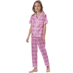 Pattern Print Floral Geometric Kids  Satin Short Sleeve Pajamas Set by Vaneshop