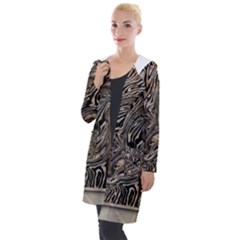 Zebra Abstract Background Hooded Pocket Cardigan