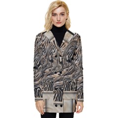 Zebra Abstract Background Button Up Hooded Coat 