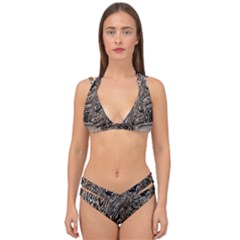 Zebra Abstract Background Double Strap Halter Bikini Set by Vaneshop