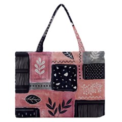 Floral Wall Art Zipper Medium Tote Bag by Vaneshop