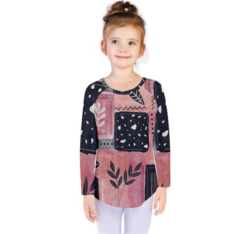 Floral Wall Art Kids  Long Sleeve Tee by Vaneshop