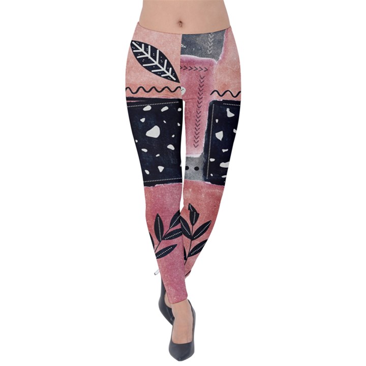 Floral Wall Art Velvet Leggings