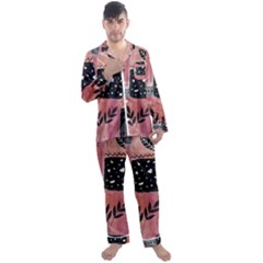 Floral Wall Art Men s Long Sleeve Satin Pajamas Set by Vaneshop