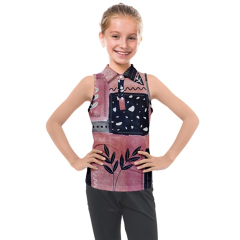 Floral Wall Art Kids  Sleeveless Polo Tee by Vaneshop