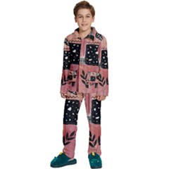 Floral Wall Art Kids  Long Sleeve Velvet Pajamas Set by Vaneshop