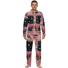 Floral Wall Art Men s Long Sleeve Velvet Pocket Pajamas Set by Vaneshop