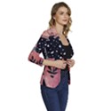 Floral Wall Art Women s One-Button 3/4 Sleeve Short Jacket View3