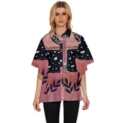 Floral Wall Art Women s Batwing Button Up Shirt