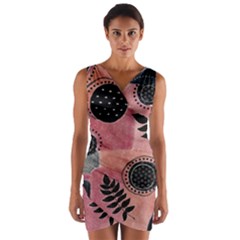 Abstract Pattern Floral Wall Art Wrap Front Bodycon Dress by Vaneshop