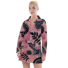 Abstract Pattern Floral Wall Art Women s Long Sleeve Casual Dress by Vaneshop