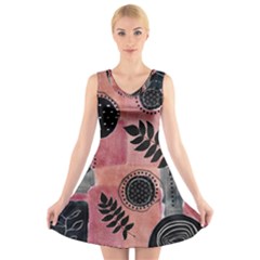 Abstract Pattern Floral Wall Art V-neck Sleeveless Dress by Vaneshop