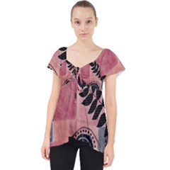 Abstract Pattern Floral Wall Art Lace Front Dolly Top by Vaneshop