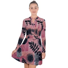 Abstract Pattern Floral Wall Art Long Sleeve Panel Dress by Vaneshop