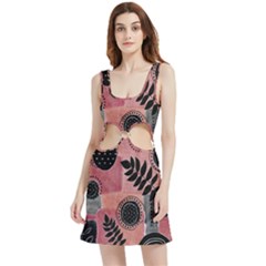 Abstract Pattern Floral Wall Art Velour Cutout Dress by Vaneshop