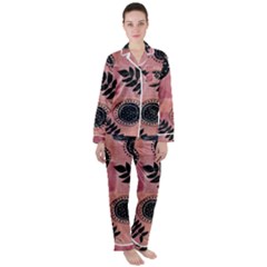 Abstract Pattern Floral Wall Art Women s Long Sleeve Satin Pajamas Set	 by Vaneshop