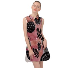 Abstract Pattern Floral Wall Art Sleeveless Shirt Dress by Vaneshop