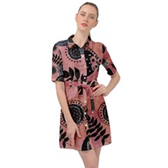 Abstract Pattern Floral Wall Art Belted Shirt Dress by Vaneshop