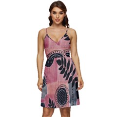 Abstract Pattern Floral Wall Art V-neck Pocket Summer Dress  by Vaneshop