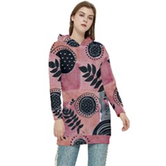 Abstract Pattern Floral Wall Art Women s Long Oversized Pullover Hoodie by Vaneshop