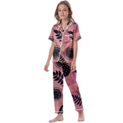 Abstract Pattern Floral Wall Art Kids  Satin Short Sleeve Pajamas Set by Vaneshop