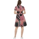 Abstract Pattern Floral Wall Art Short Sleeve Waist Detail Dress View2