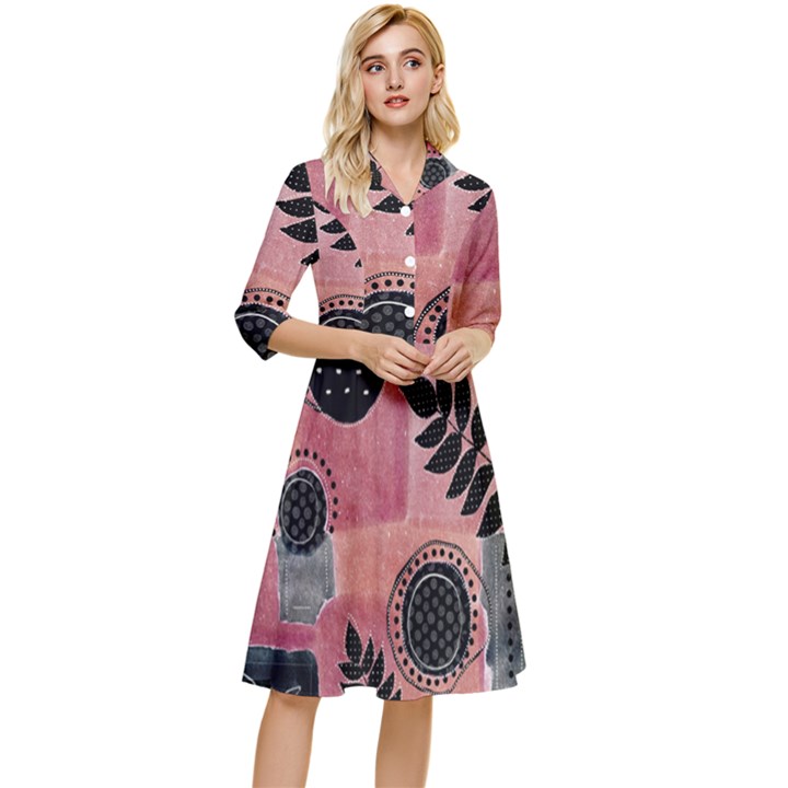 Abstract Pattern Floral Wall Art Classy Knee Length Dress