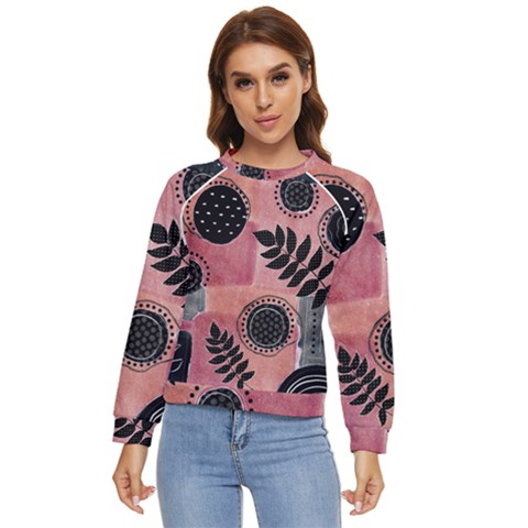 Abstract Pattern Floral Wall Art Women s Long Sleeve Raglan Tee by Vaneshop