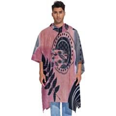 Abstract Pattern Floral Wall Art Men s Hooded Rain Ponchos by Vaneshop