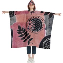 Abstract Pattern Floral Wall Art Women s Hooded Rain Ponchos by Vaneshop