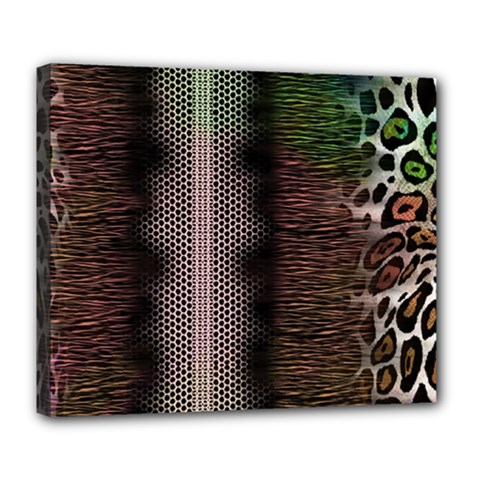 Leopard Animal Shawl Honeycomb Deluxe Canvas 24  X 20  (stretched) by Vaneshop