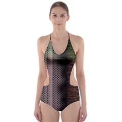 Leopard Animal Shawl Honeycomb Cut-out One Piece Swimsuit by Vaneshop