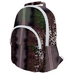 Leopard Animal Shawl Honeycomb Rounded Multi Pocket Backpack by Vaneshop