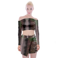 Leopard Animal Shawl Honeycomb Off Shoulder Top With Mini Skirt Set by Vaneshop