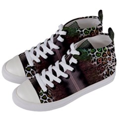 Leopard Animal Shawl Honeycomb Women s Mid-top Canvas Sneakers by Vaneshop