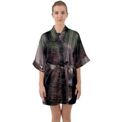 Leopard Animal Shawl Honeycomb Half Sleeve Satin Kimono  by Vaneshop